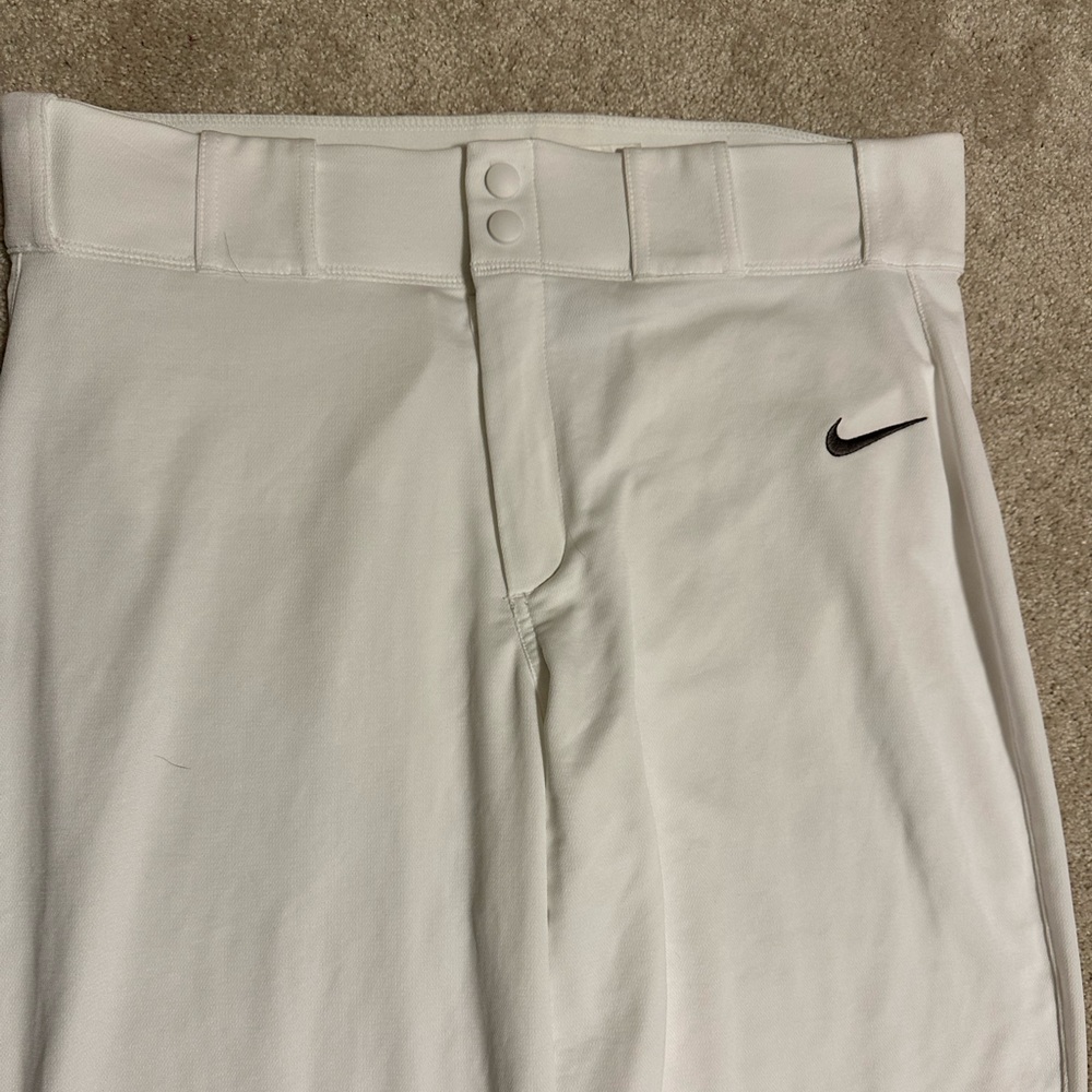 Nike Mens White Baseball Pants with Swoosh Logo